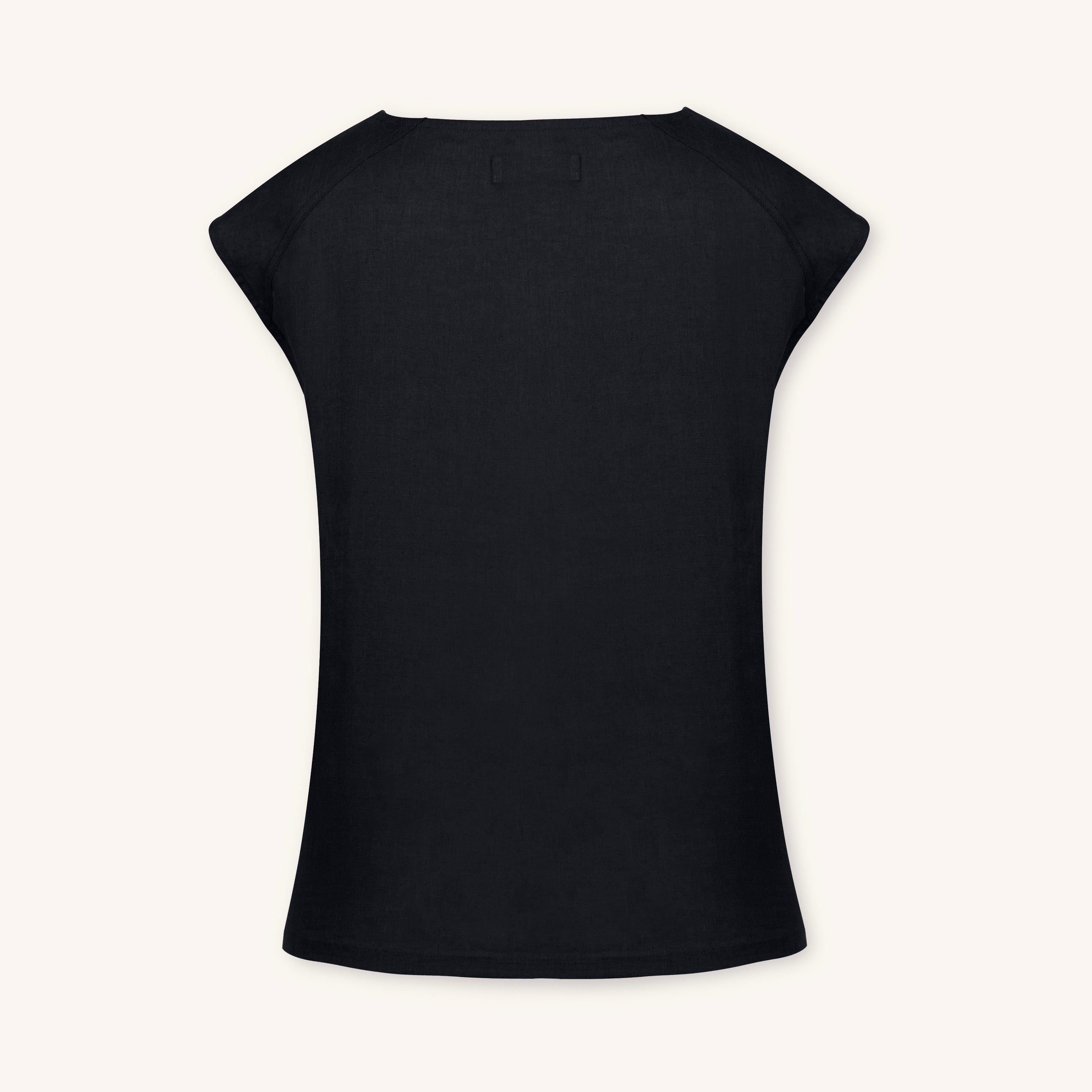 Sera Lino Top in Obsidian Black