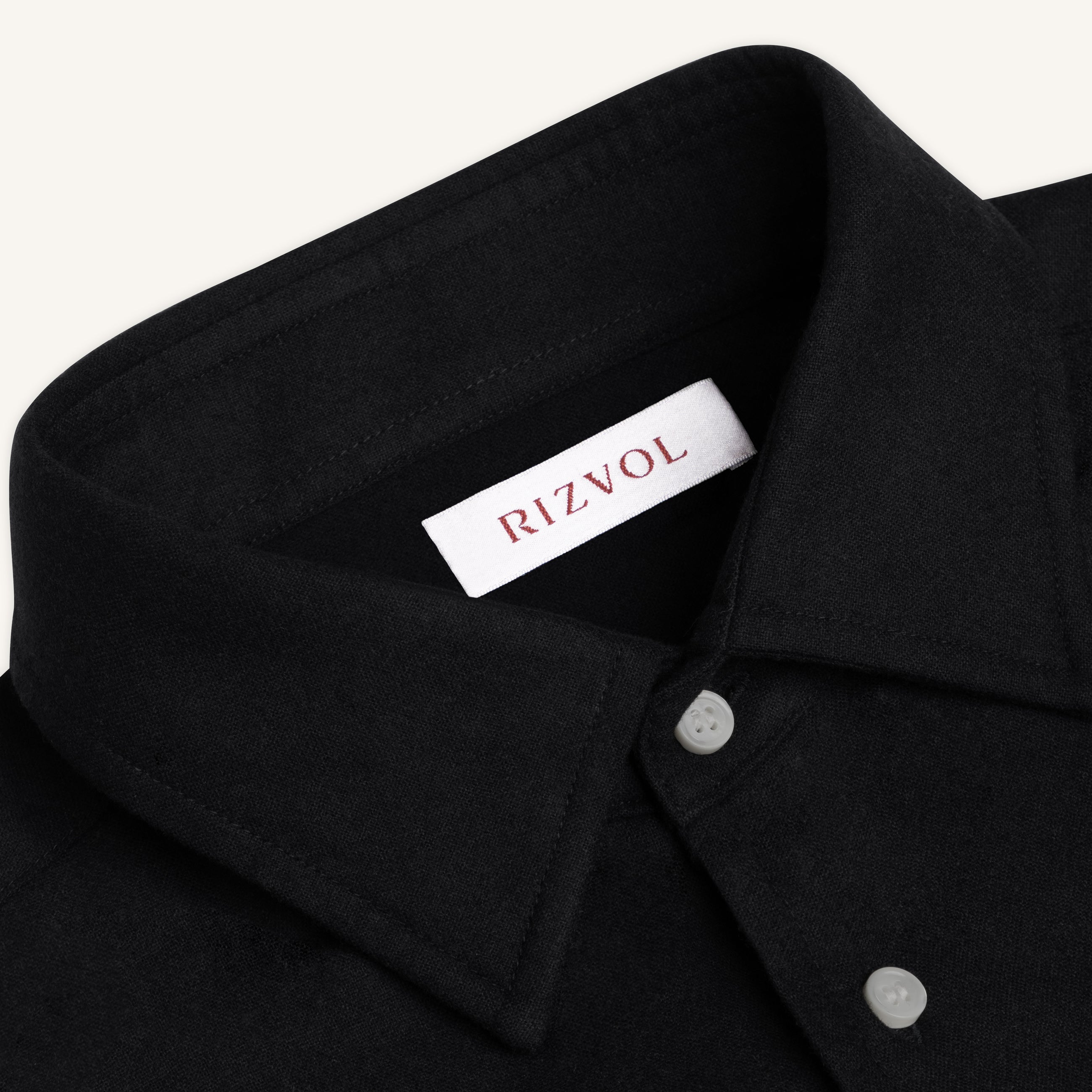Obsidian Black Wool–Cashmere Shirt