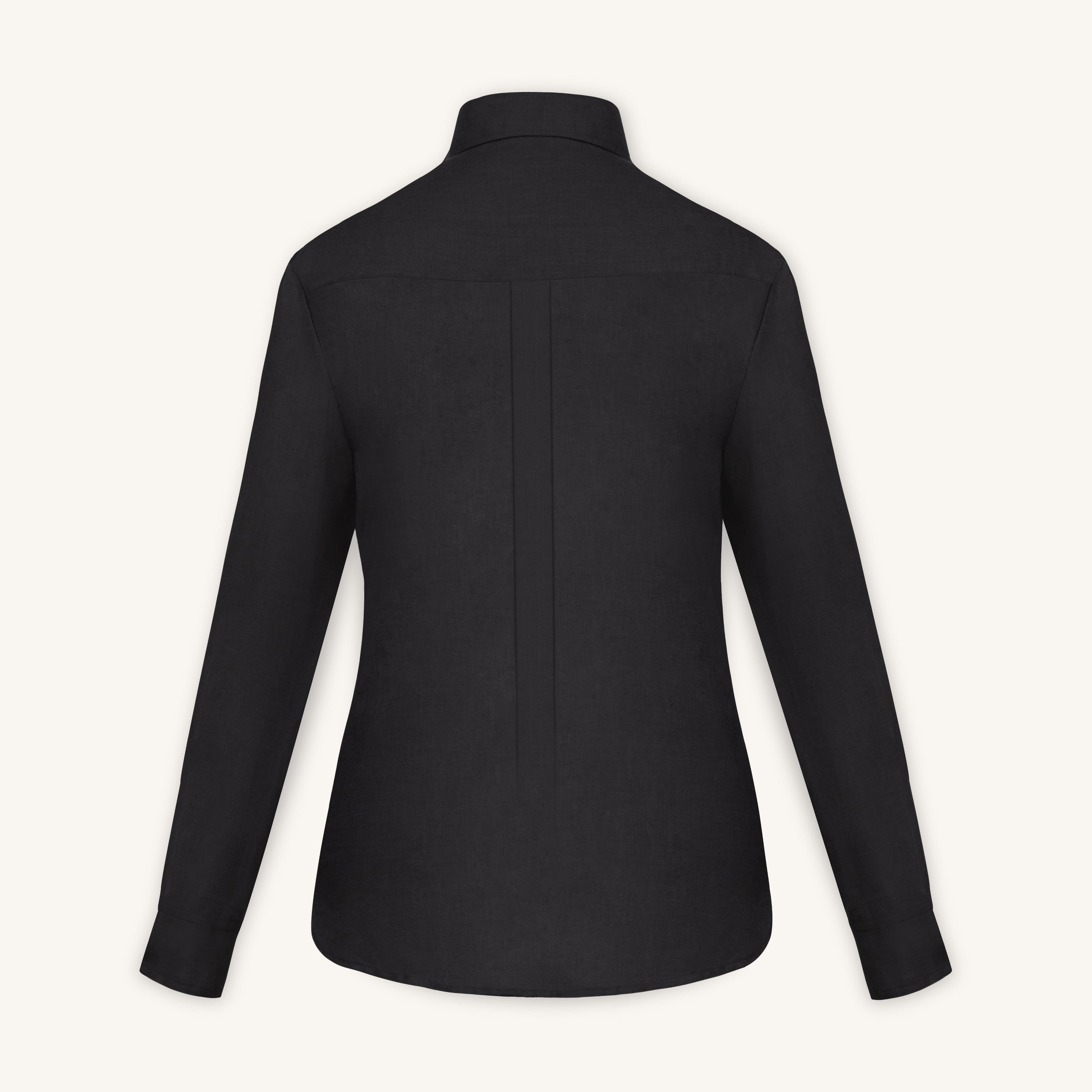 Rizvol Obsidian Black women's linen shirt, back view