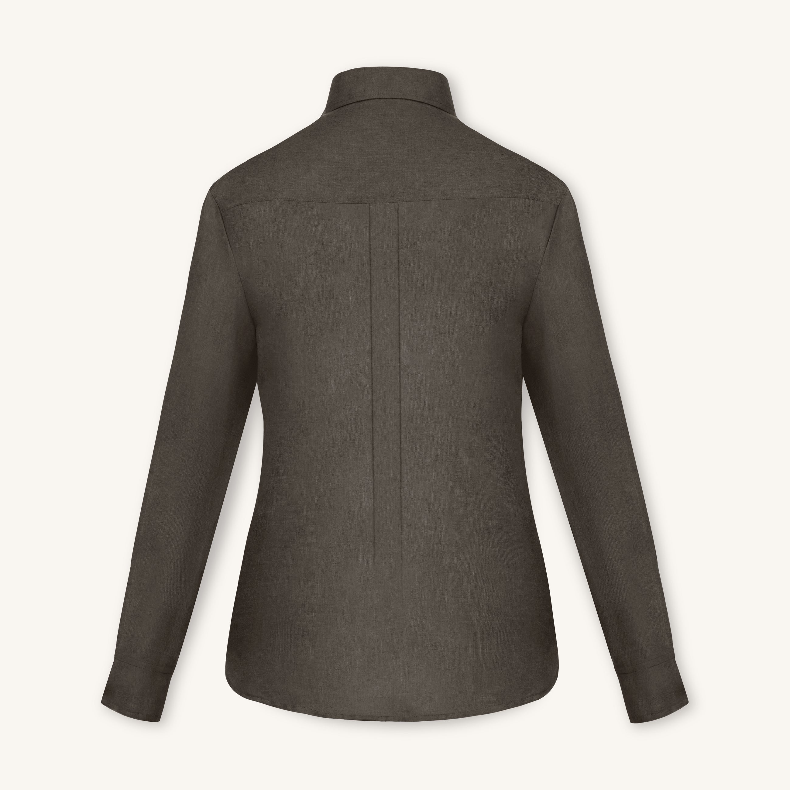 RIZVOL women's olive linen button-up shirt, long sleeve