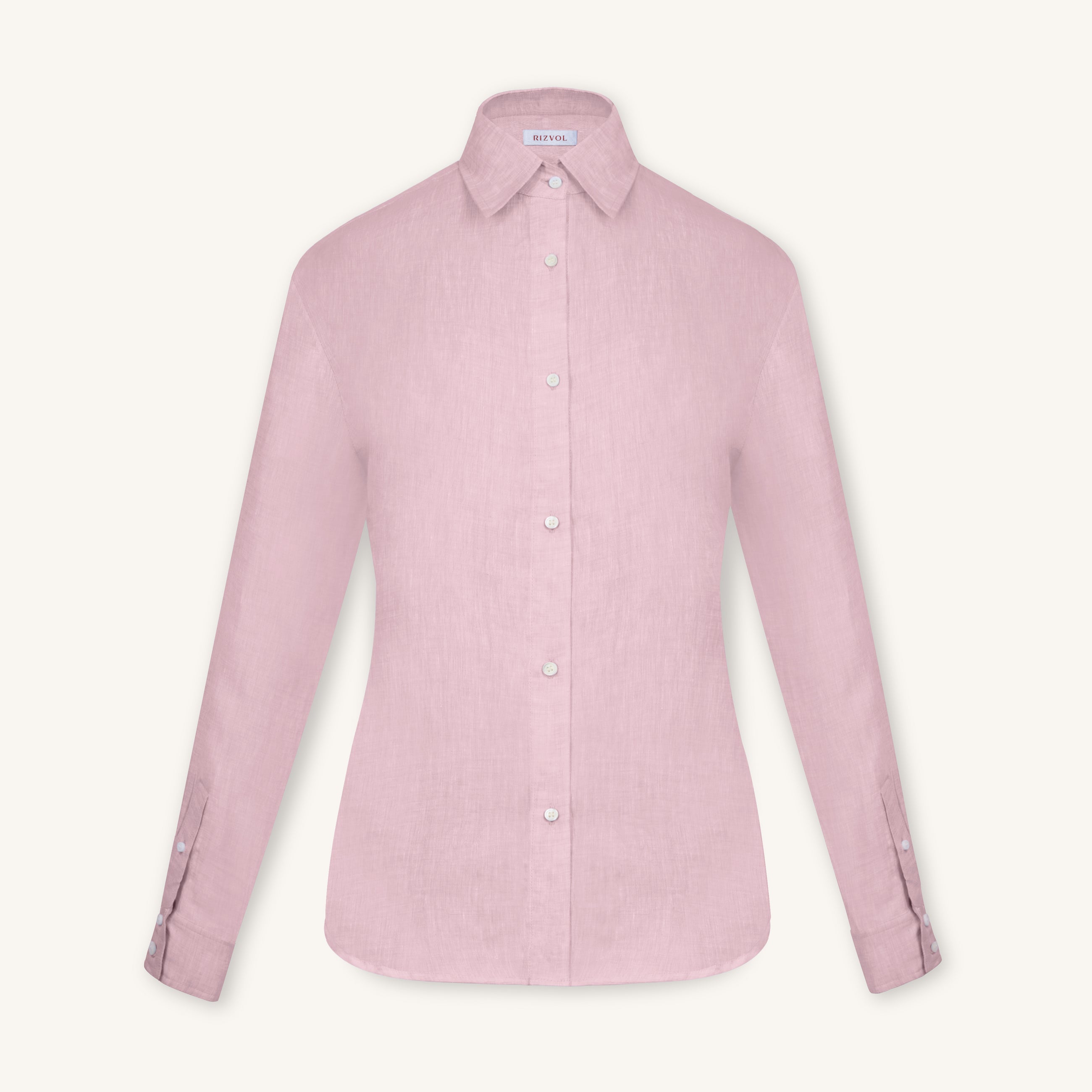 Rizvol Pink Dust women's linen shirt, front view