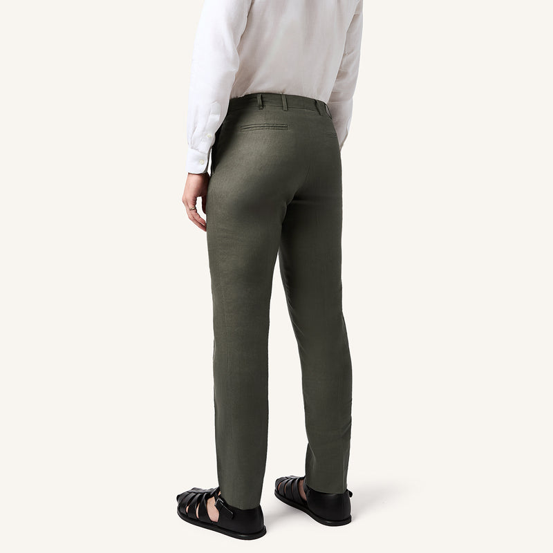 Oliva Scura Italian Linen Trousers
