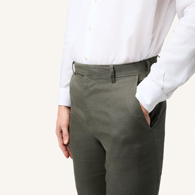 Oliva Scura Italian Linen Trousers