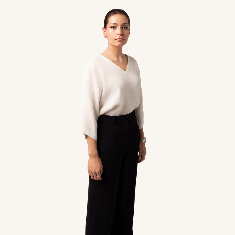 Woman's Ivory Ash Italian Linen T-Shirt