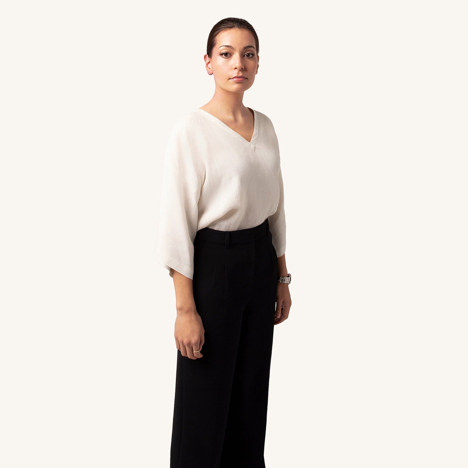 Woman's Ivory Ash Linen T-Shirt