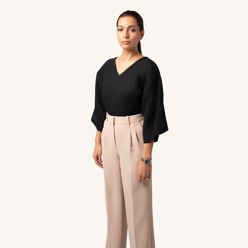Woman's Obsidian Black Linen T-Shirt