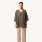 Woman's Ashfall Italian Linen T-Shirt