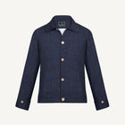 Aria Wool-Silk-Linen Jacket in Navy Mélange