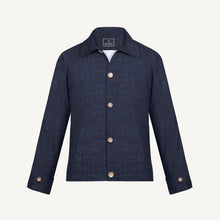 Aria Wool-Silk-Linen Jacket in Navy Mélange