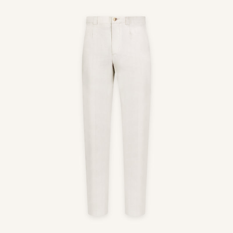Light-Sand Wool-Silk Trouser