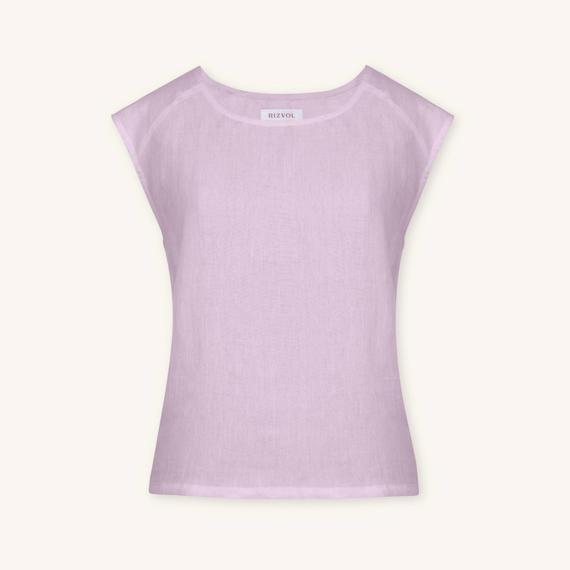 Sera Italian Lino Top in Pink Dust