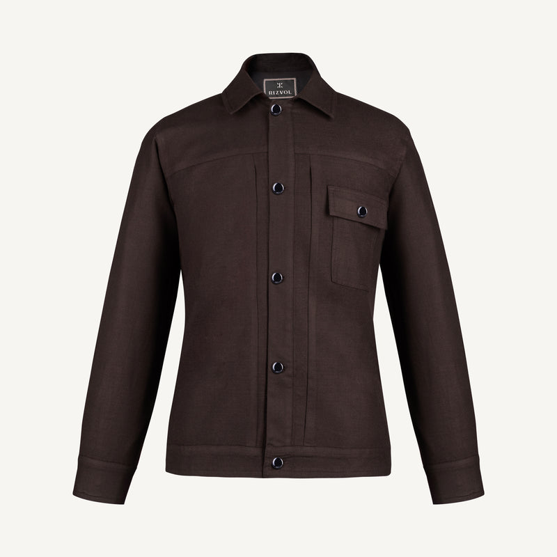 Symphonia Wool-Cashmere Jacket in Sienna Brown