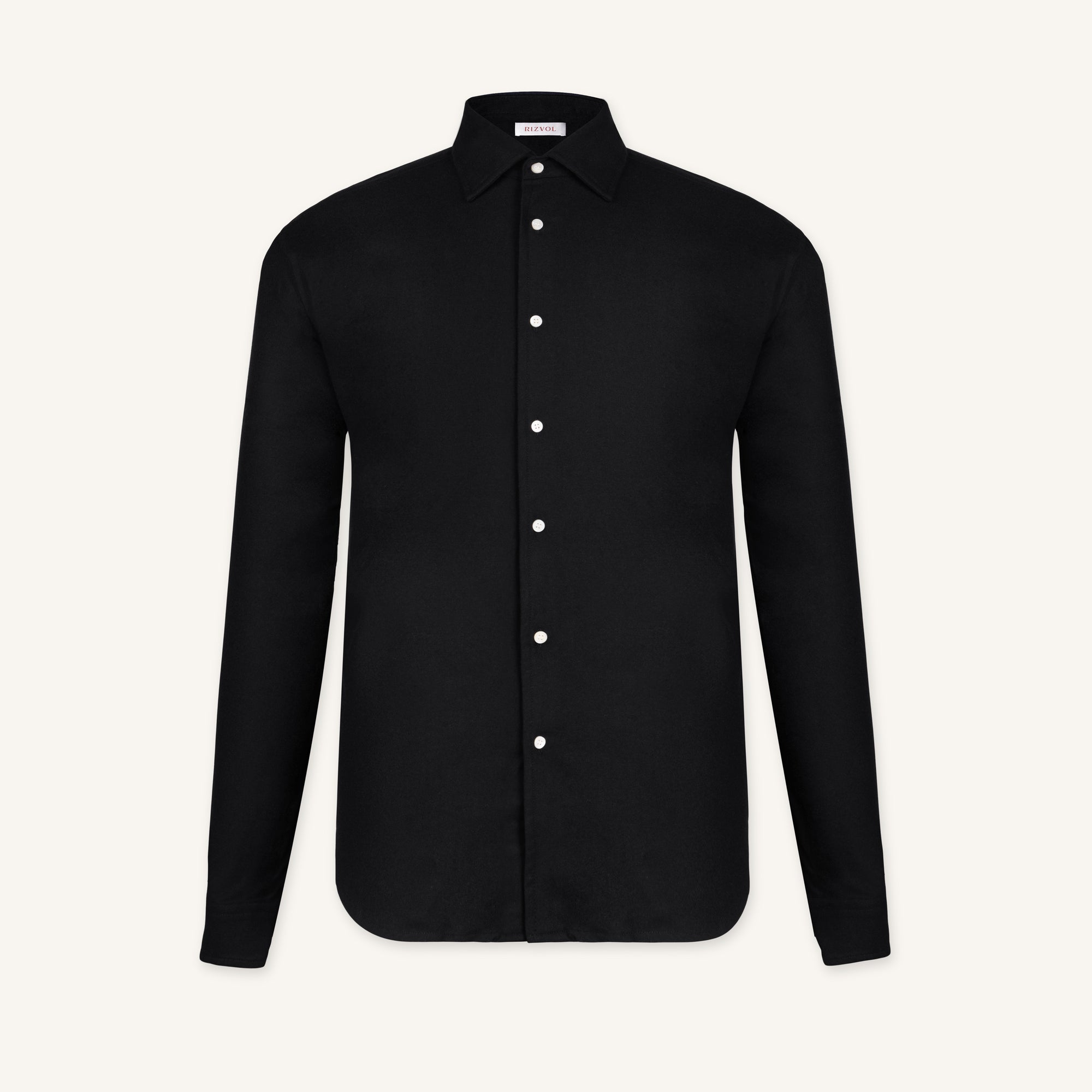 Obsidian Black Wool–Cashmere Shirt