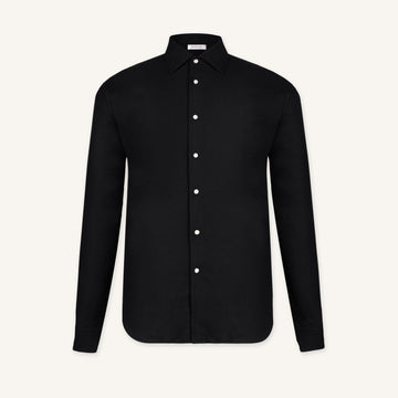 Obsidian Black Wool–Cashmere Shirt