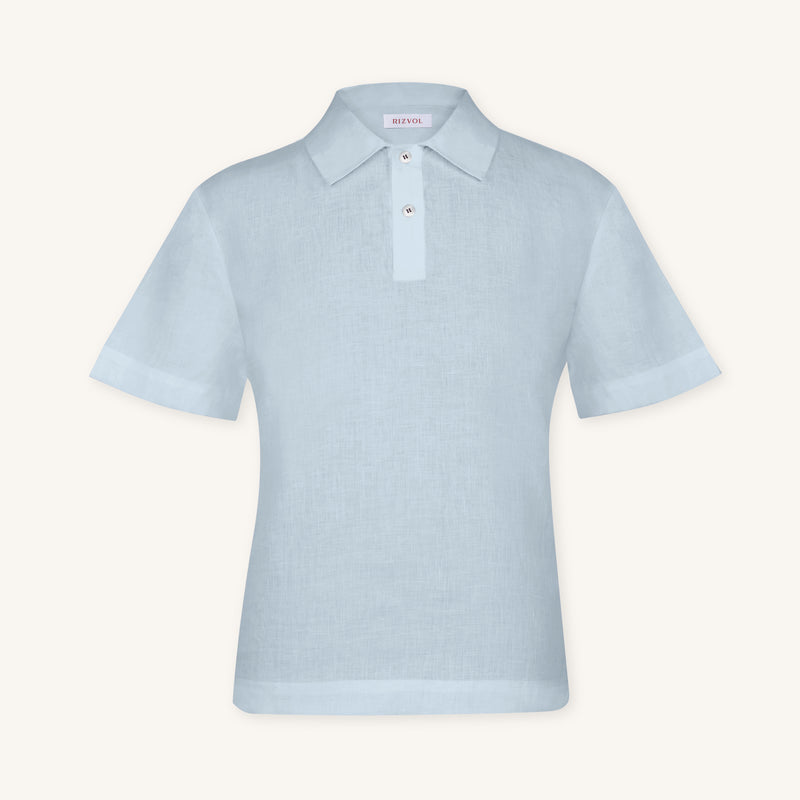 Glacier Blue Lino Polo Shirt