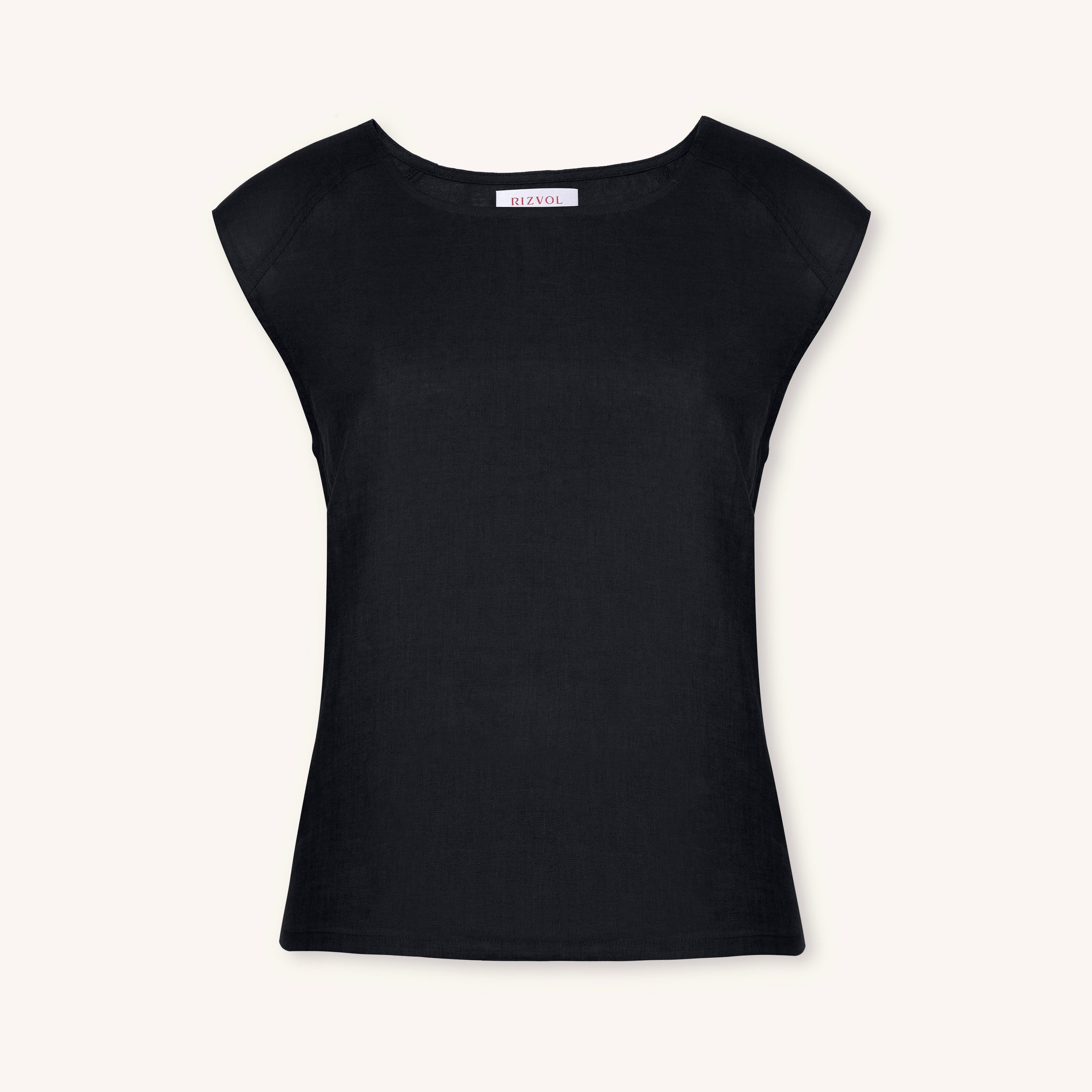 Sera Lino Top in Obsidian Black
