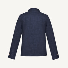 Aria Wool-Silk-Linen Jacket in Navy Mélange