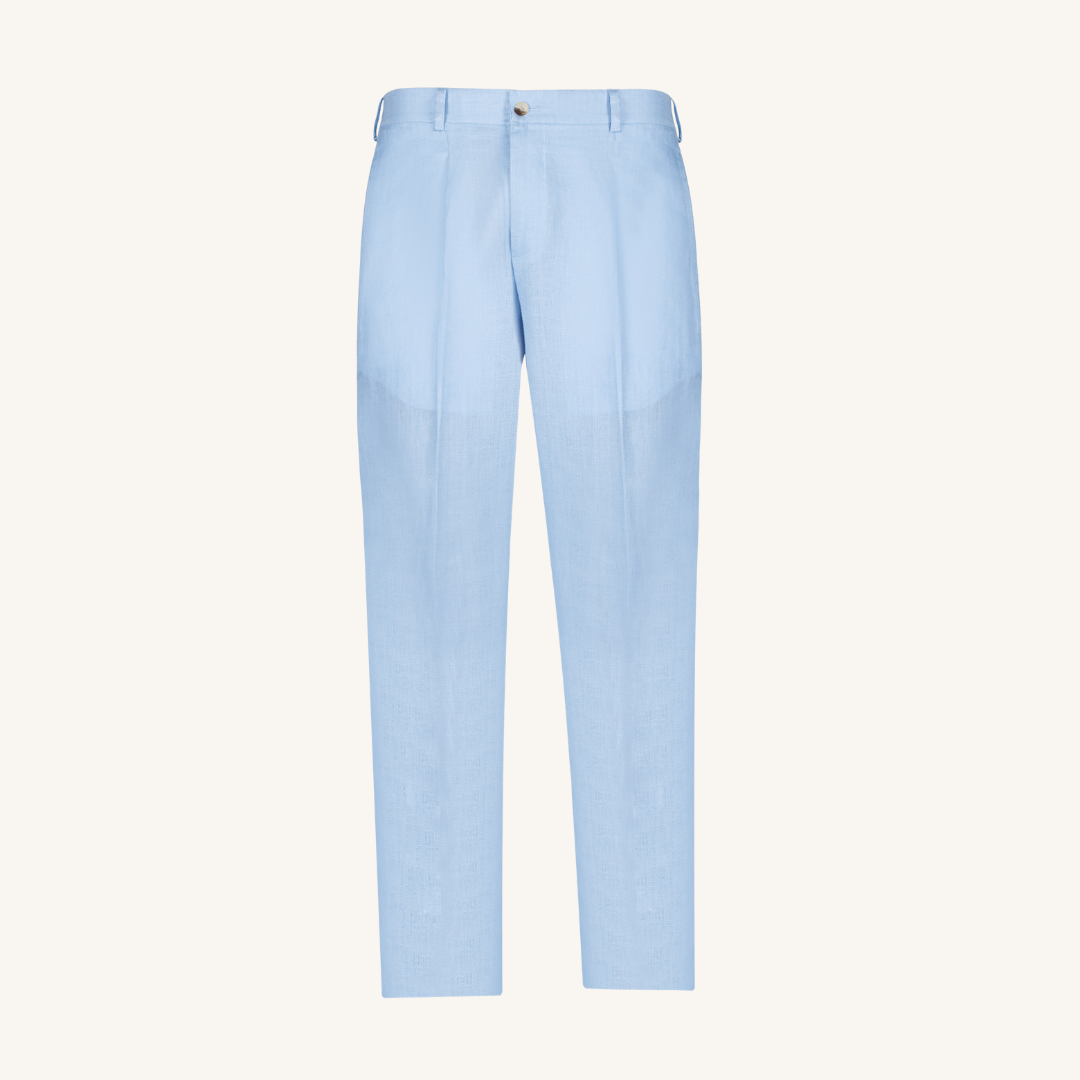Amalfi Blue Tapered Linen Pants