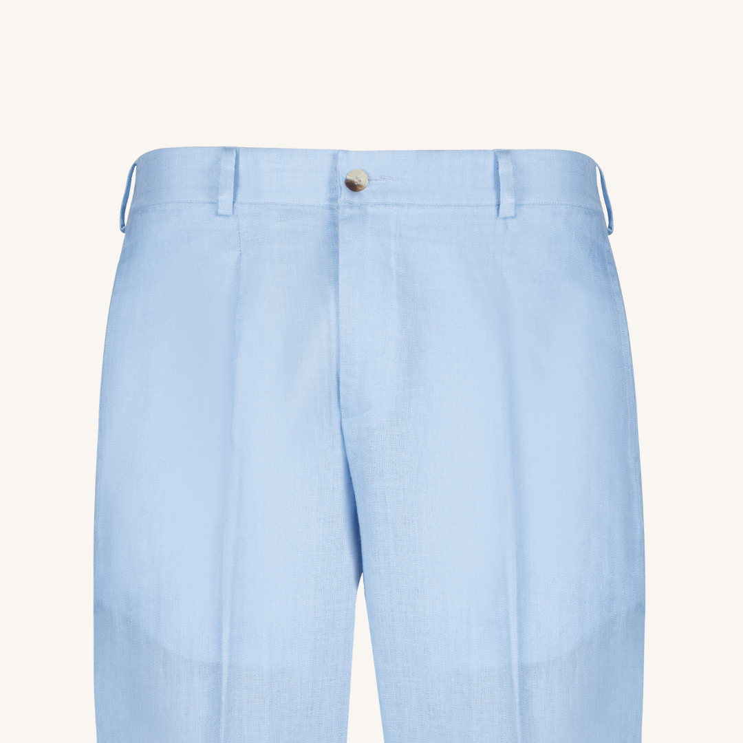Amalfi Blue Tapered Linen Pants