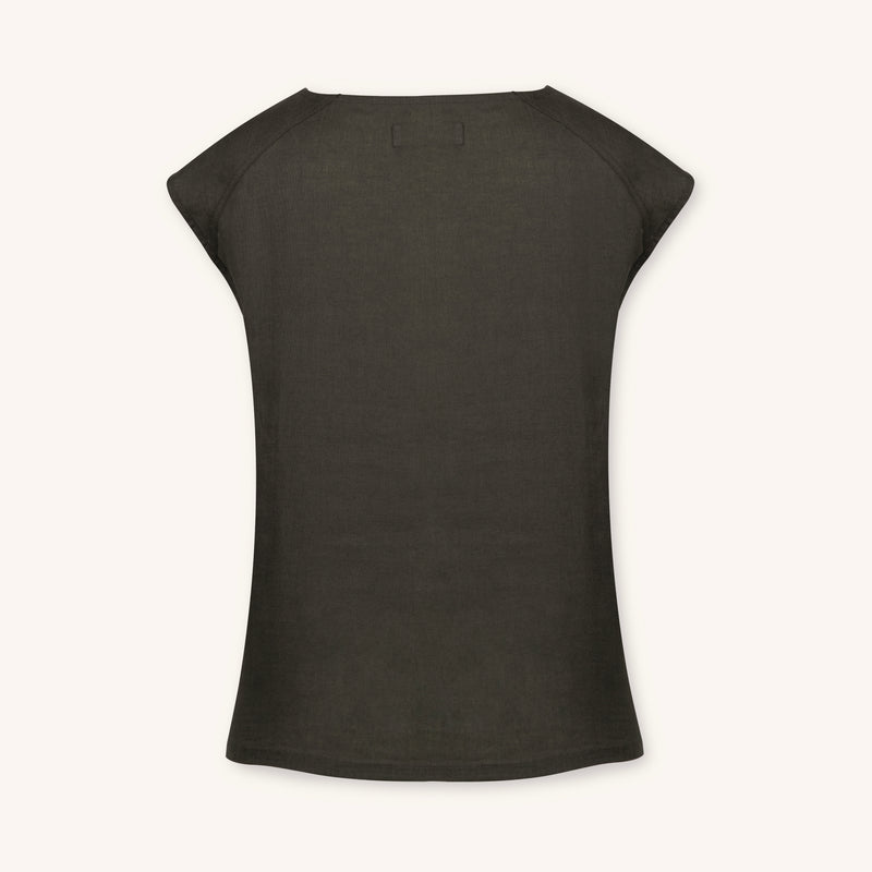 Sera Lino Top in Olive Mist
