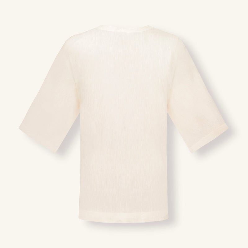 Woman's Ivory Ash Italian Linen T-Shirt