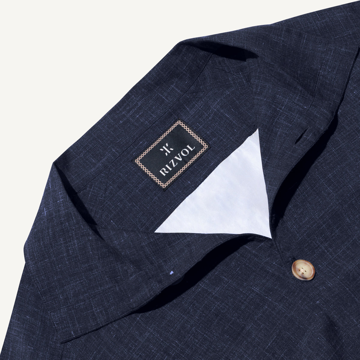 Aria Wool-Silk-Linen Jacket in Navy Mélange