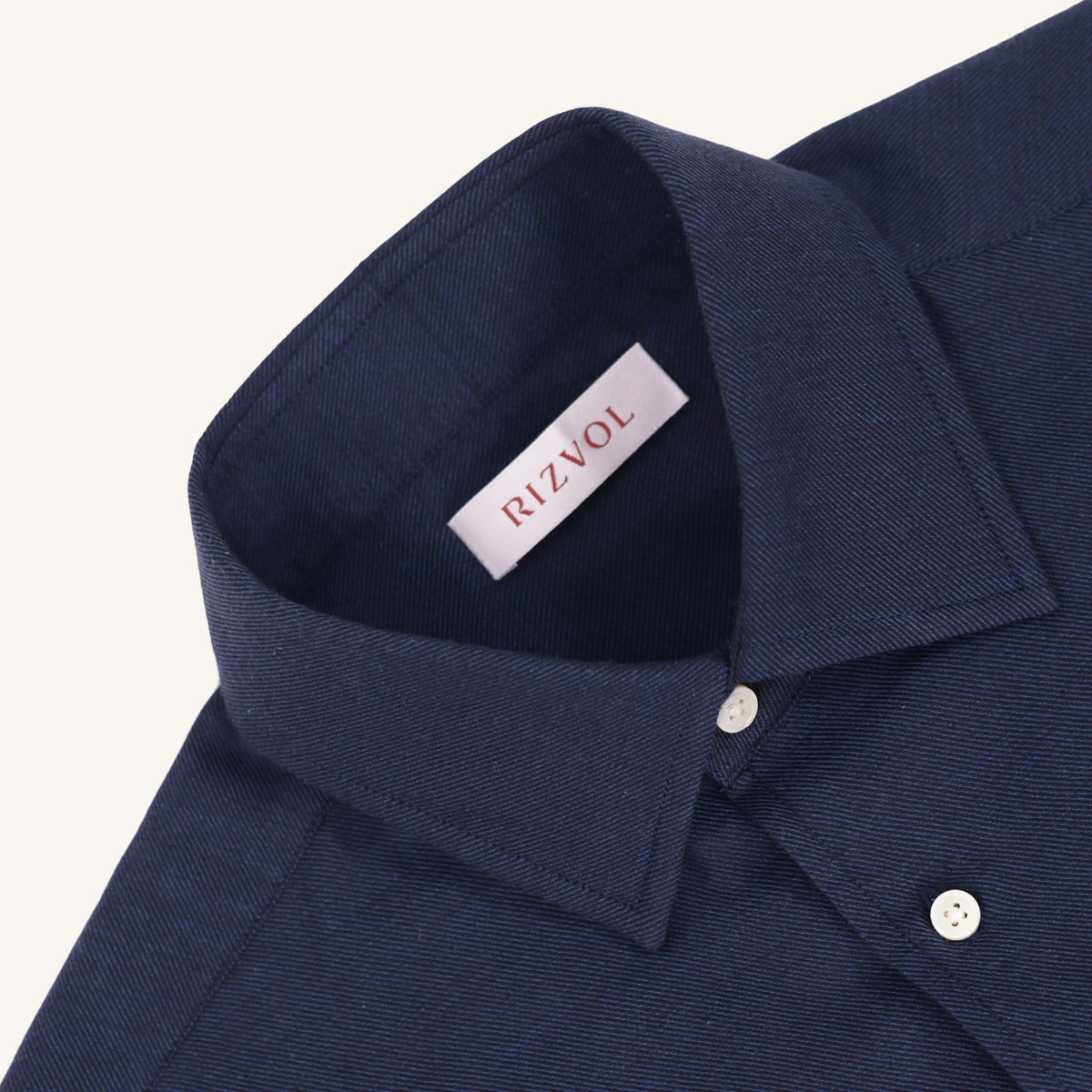 Balmorial Cotton Cashmere Shirt in Midnight Blue