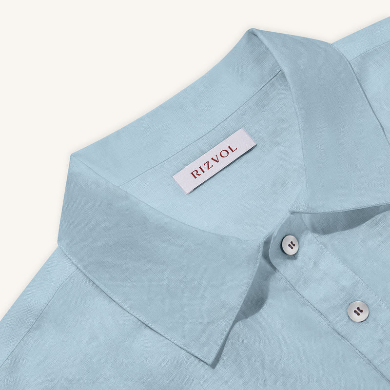 Glacier Blue Lino Polo Shirt