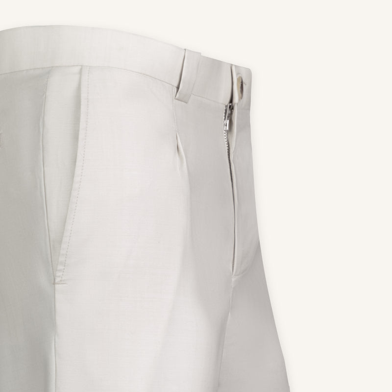 Light Sand Italian Wool-Silk Trousers