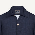 Aria Wool-Silk-Linen Jacket in Navy Mélange