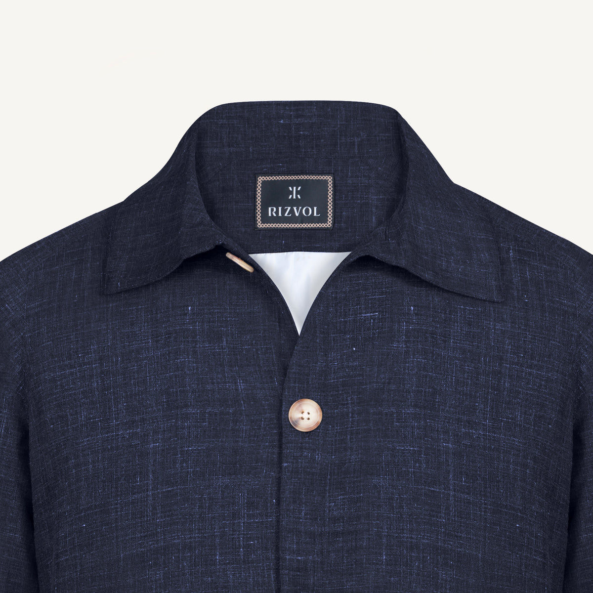 Aria Wool-Silk-Linen Jacket in Navy Mélange