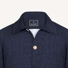 Aria Wool-Silk-Linen Jacket in Navy Mélange