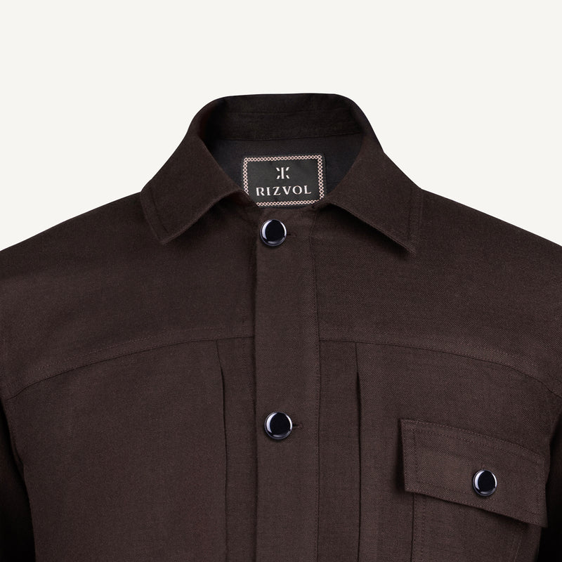 Symphonia Wool-Cashmere Jacket in Sienna Brown