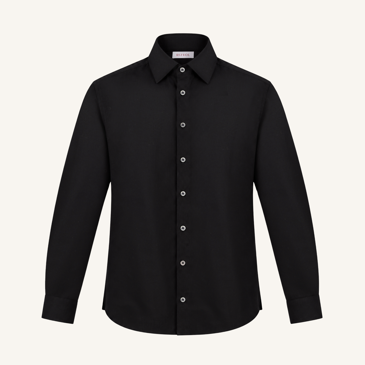 Plissé Cotton Club Shirt in Onyx Black