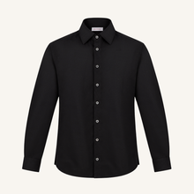 Plissé Cotton Club Shirt in Onyx Black