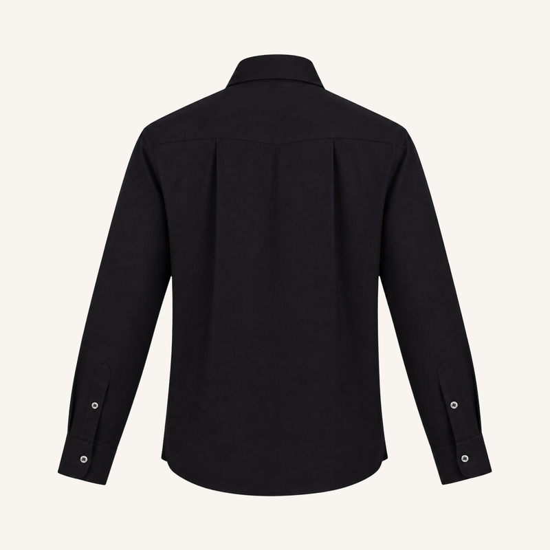 Plissé Cotton Club Shirt in Onyx Black