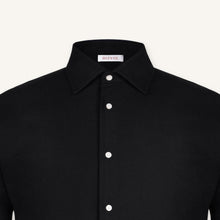 Obsidian Black Wool–Cashmere Shirt