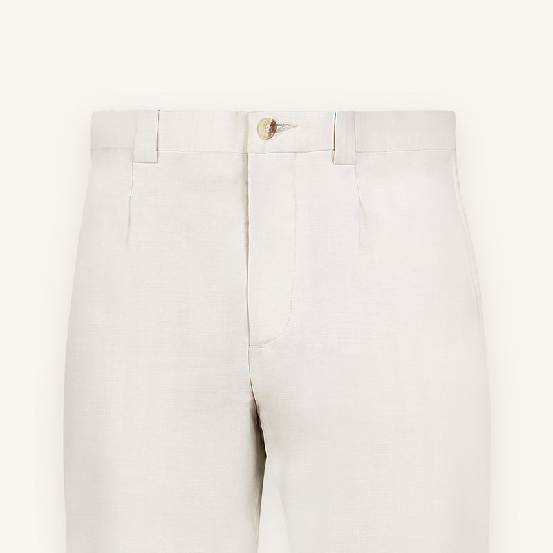 Light Sand Italian Wool-Silk Trousers