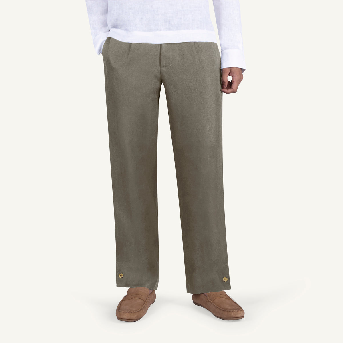 Smoked Olive Linen Leisure Pants
