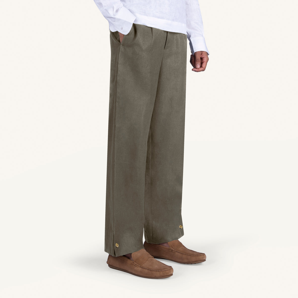 Smoked Olive Linen Leisure Pants