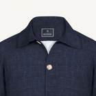 Aria Wool-Silk-Linen Jacket in Navy Mélange