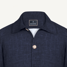 Aria Wool-Silk-Linen Jacket in Navy Mélange