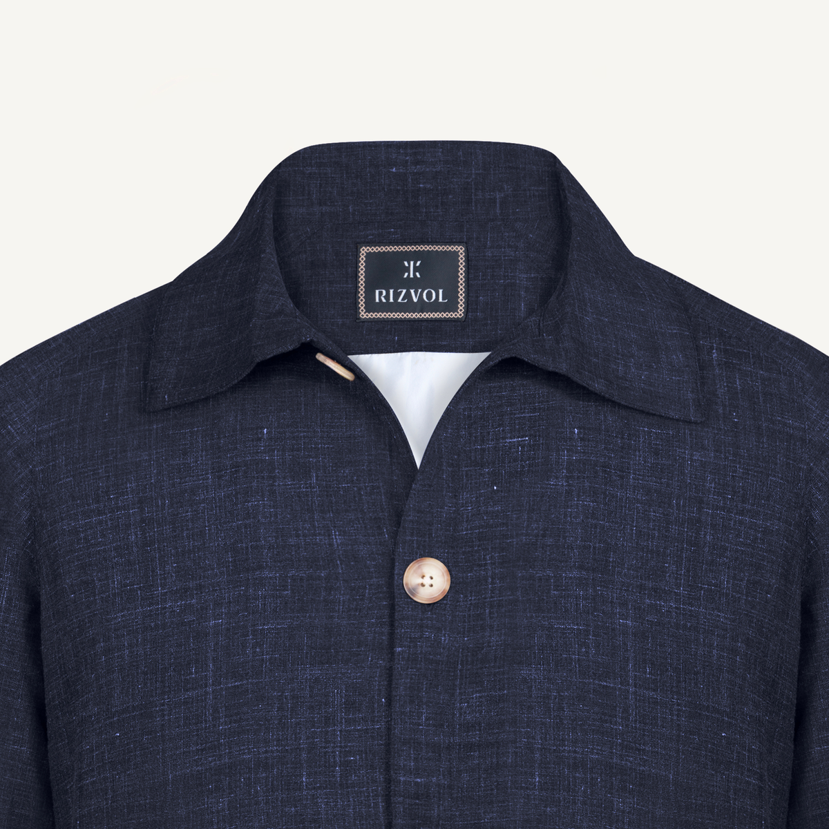 Aria Wool-Silk-Linen Jacket in Navy Mélange
