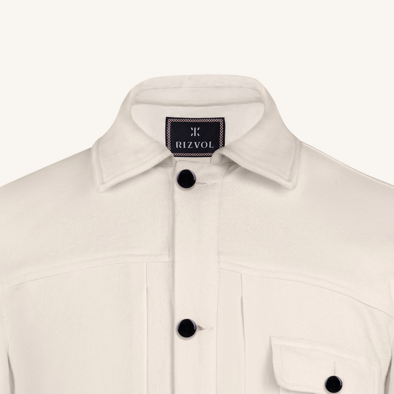 Symphonia Italian Twill Wool Jacket in Off White