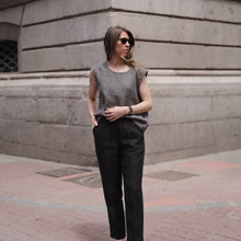 Elba Linen Pants in Obsidian Black