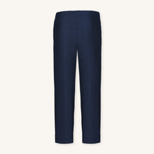 Rizvol navy blue linen pants back view