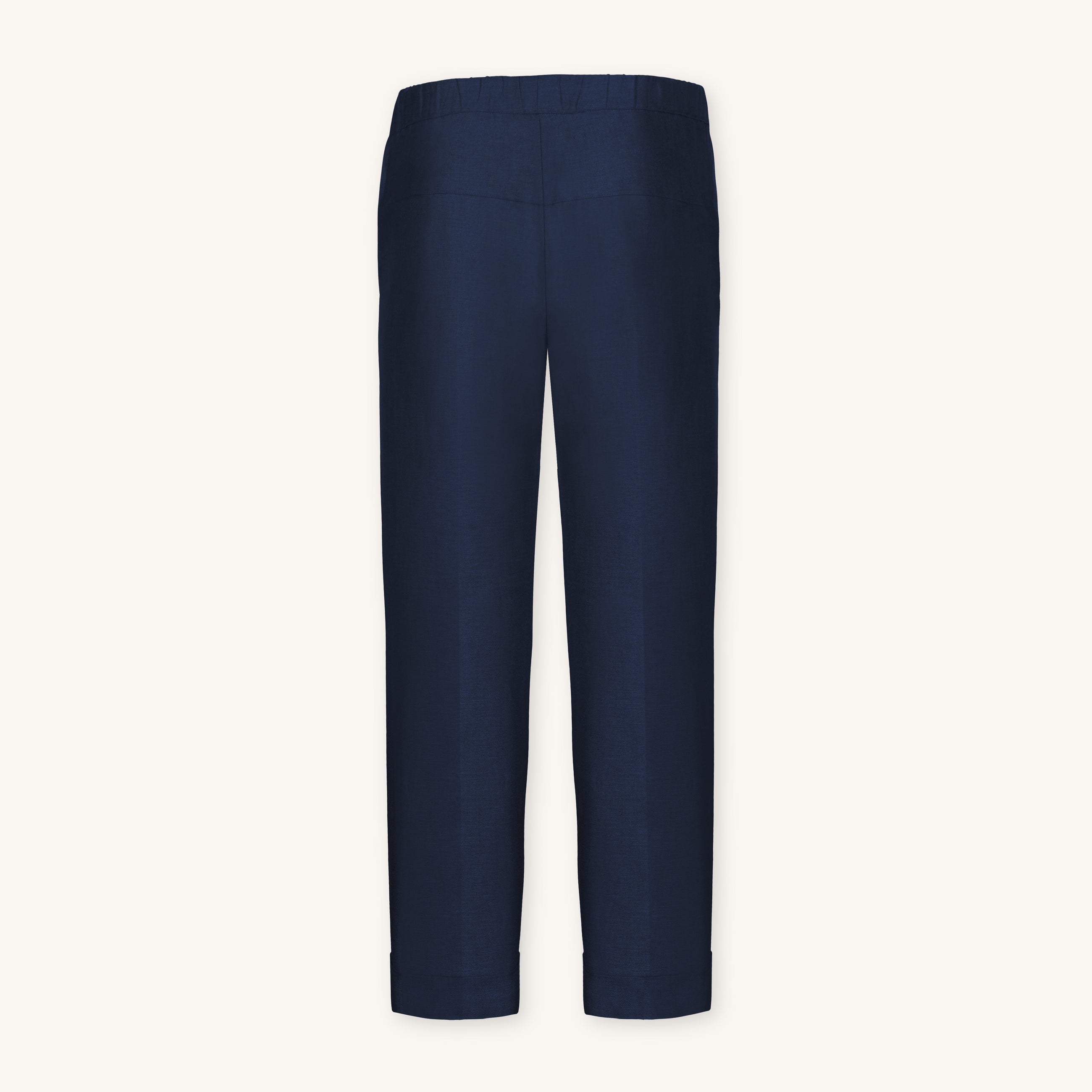 Rizvol navy blue linen pants back view