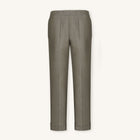 Rizvol women's smoked olive linen pants, front view
