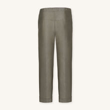 Rizvol women's smoked olive linen pants back view
