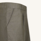 Rizvol women's olive green linen pants , close up